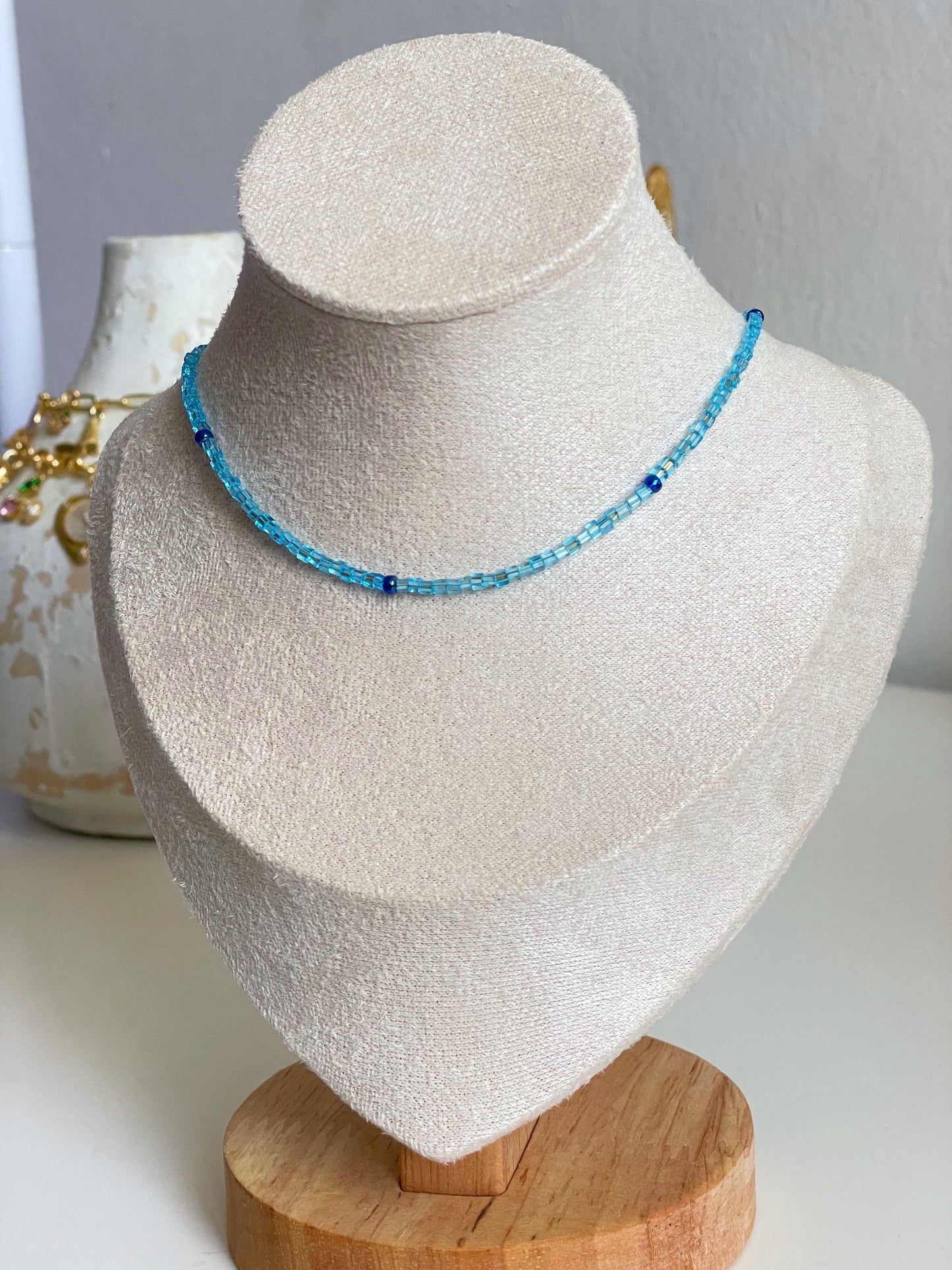 Light Blue Bead Necklace