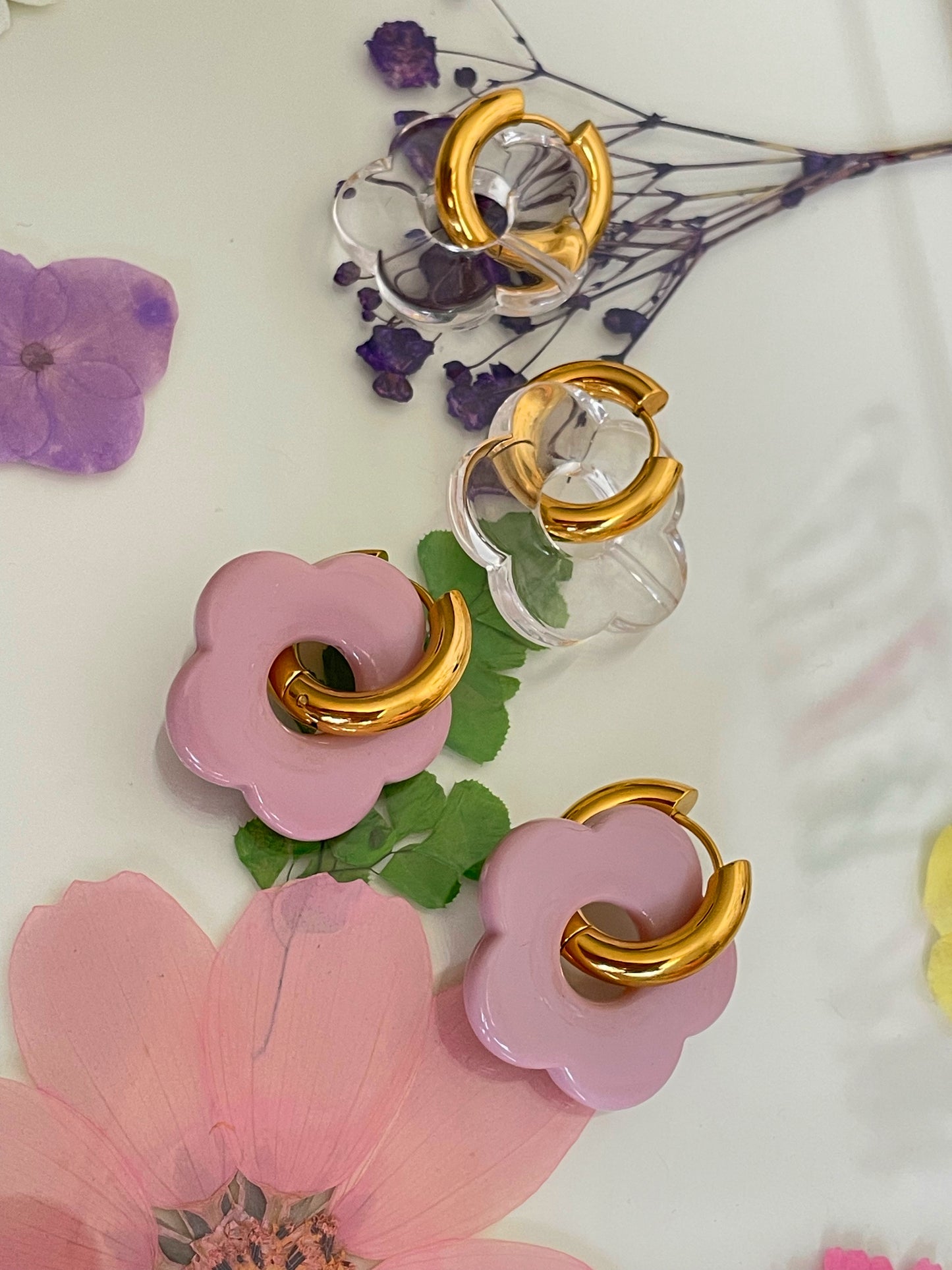 Flower Hoop Earrings